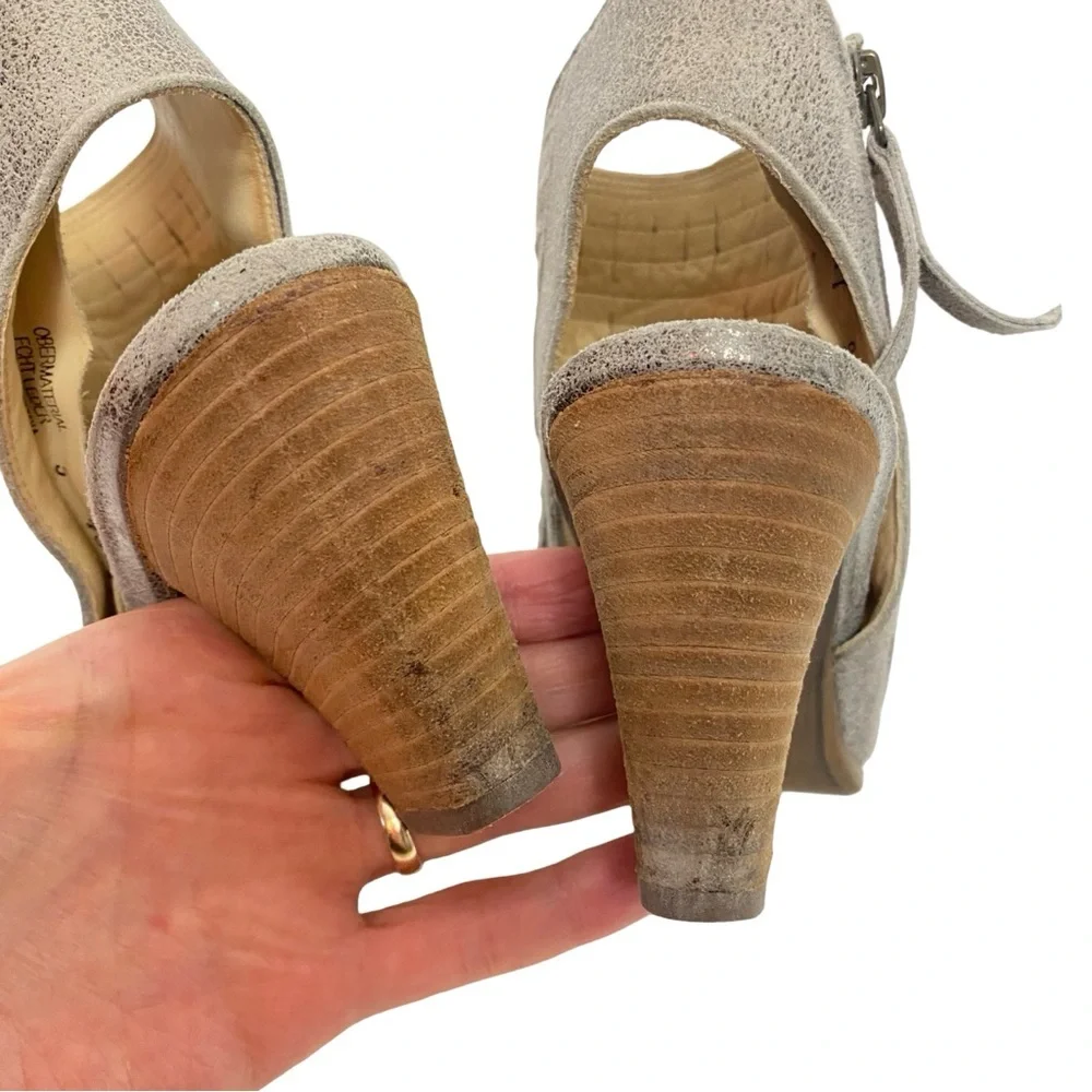 Paul Green Cayanne Peep Toe Bootie Heels Shoes Womens Size 7.5 Neutral Metallic